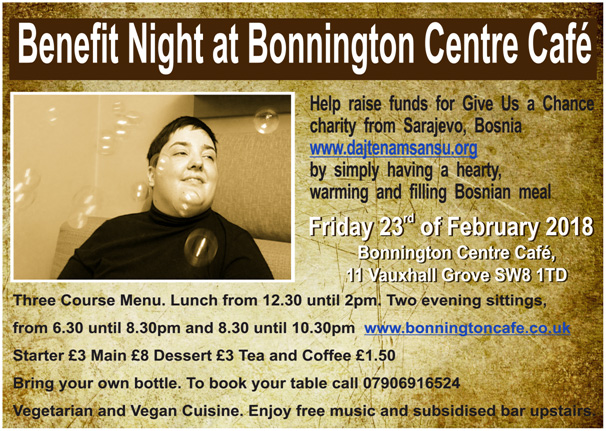 flyer for JOS benefit night Feb 23rd at Bonnington Cafe